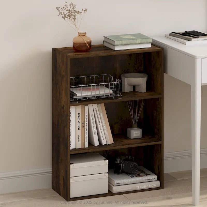 Étagère ouverte simple, bibliothèques, 3 niveaux