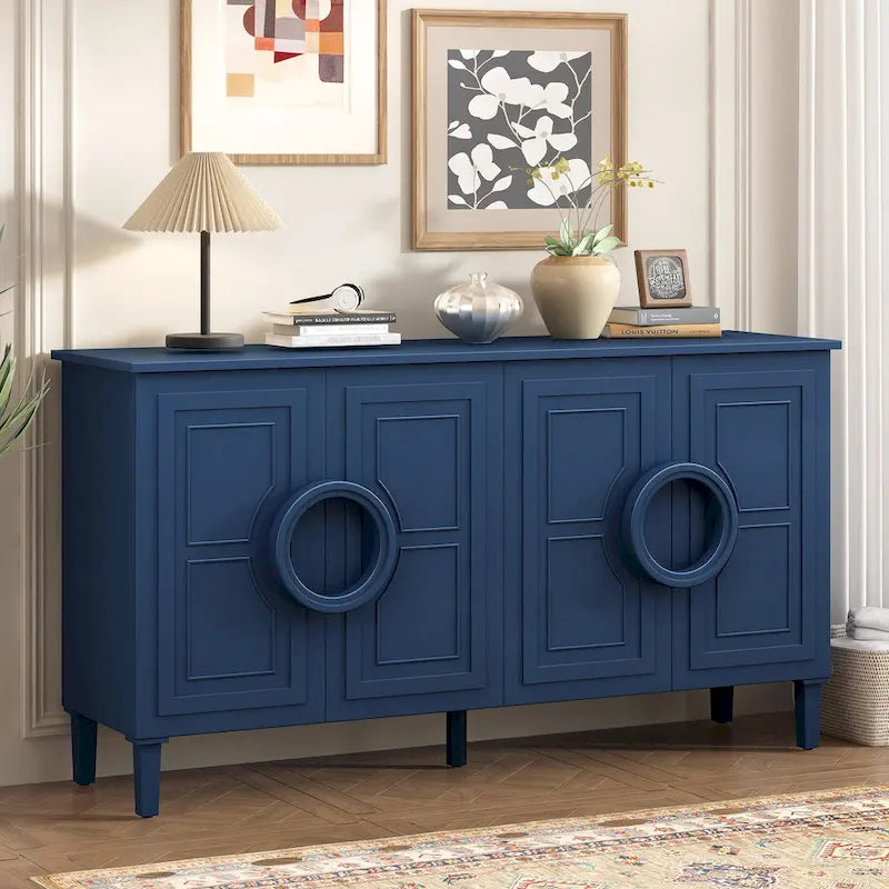 Buffet quatre portes d'inspiration française, adapté aux salons, aux entrées et aux bureaux