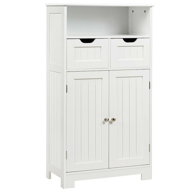 Meuble de rangement de salle de bain en bois, meuble latéral avec 2 tiroirs - Voir détails