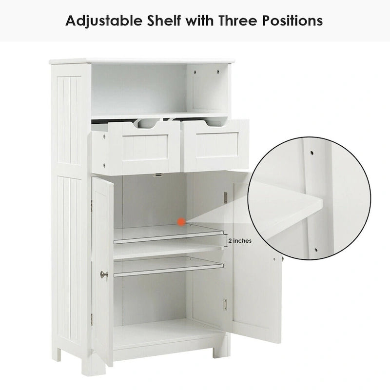 Meuble de rangement de salle de bain en bois, meuble latéral avec 2 tiroirs - Voir détails