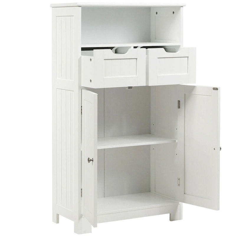 Meuble de rangement de salle de bain en bois, meuble latéral avec 2 tiroirs - Voir détails
