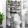 Étagère de rangement 8 niveaux au-dessus des toilettes avec porte-serviettes latéral, étagère de rangement au-dessus des toilettes avec étagère réglable et panier de vidange