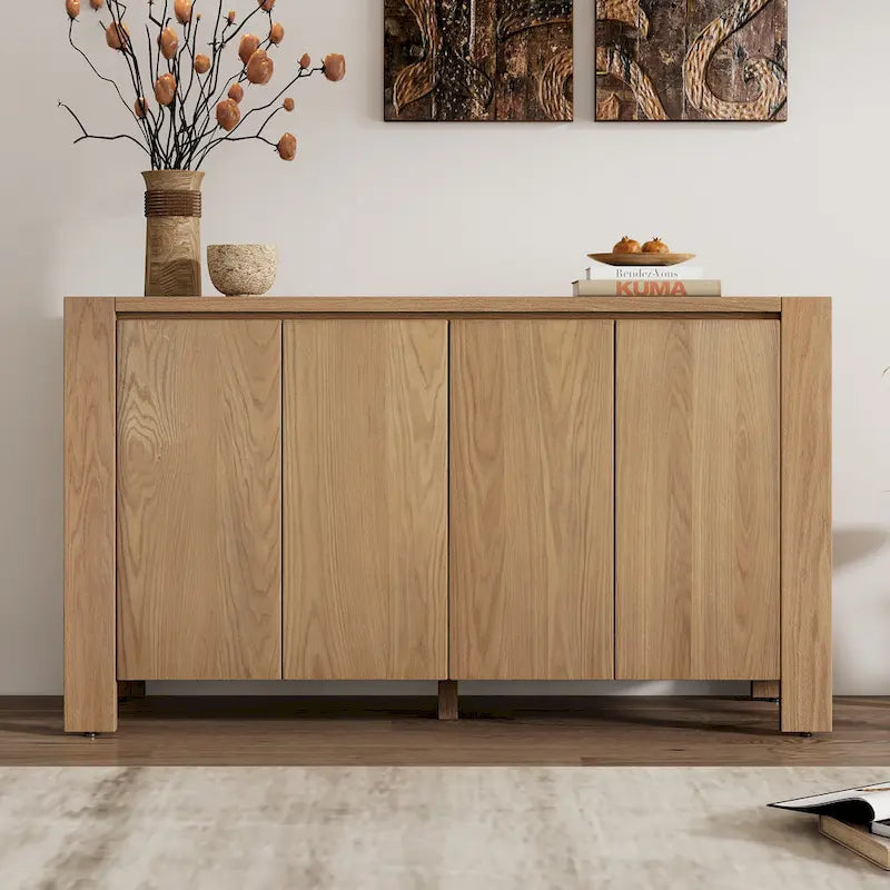 Bahut/Buffet de Rangement à 4 Portes avec Étagères Réglables et Finition Vieillie