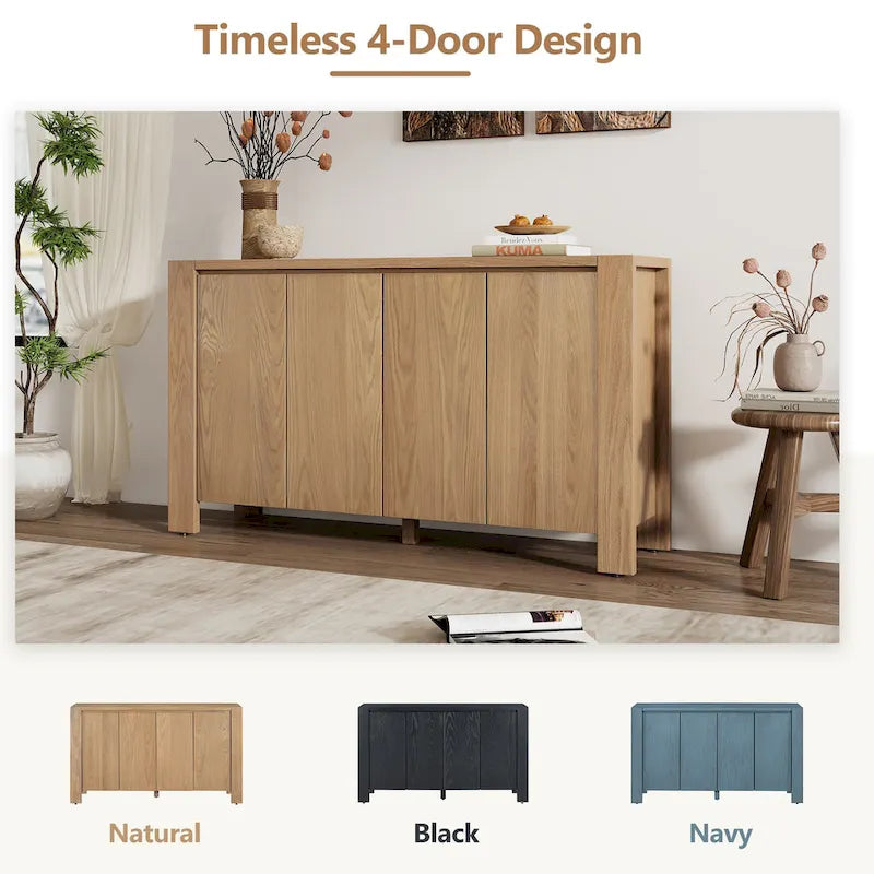 Bahut/Buffet de Rangement à 4 Portes avec Étagères Réglables et Finition Vieillie