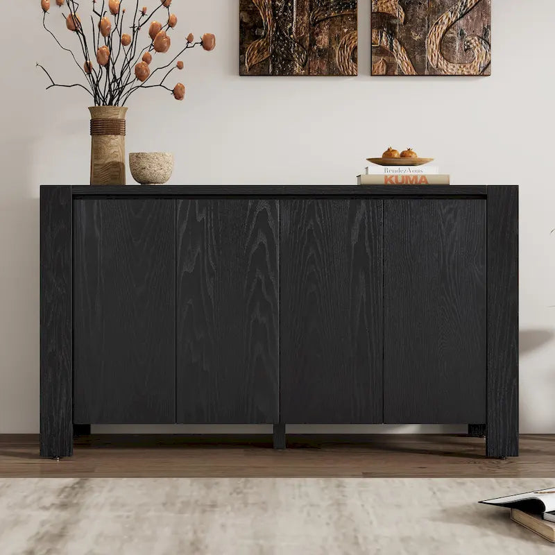 Bahut/Buffet de Rangement à 4 Portes avec Étagères Réglables et Finition Vieillie
