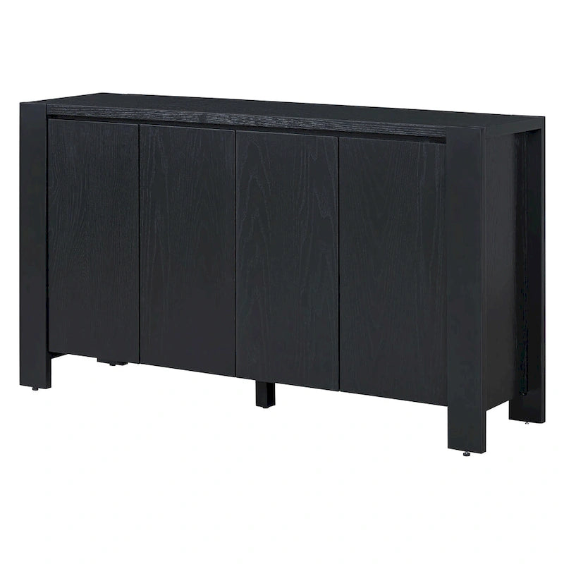 Bahut/Buffet de Rangement à 4 Portes avec Étagères Réglables et Finition Vieillie