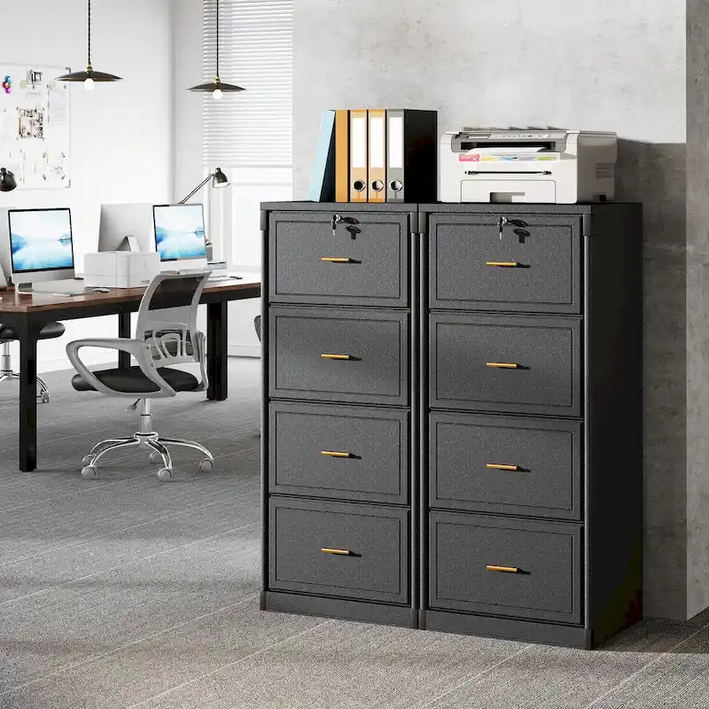 Meuble Classeur à 4 Tiroirs avec Serrure pour Documents de Taille