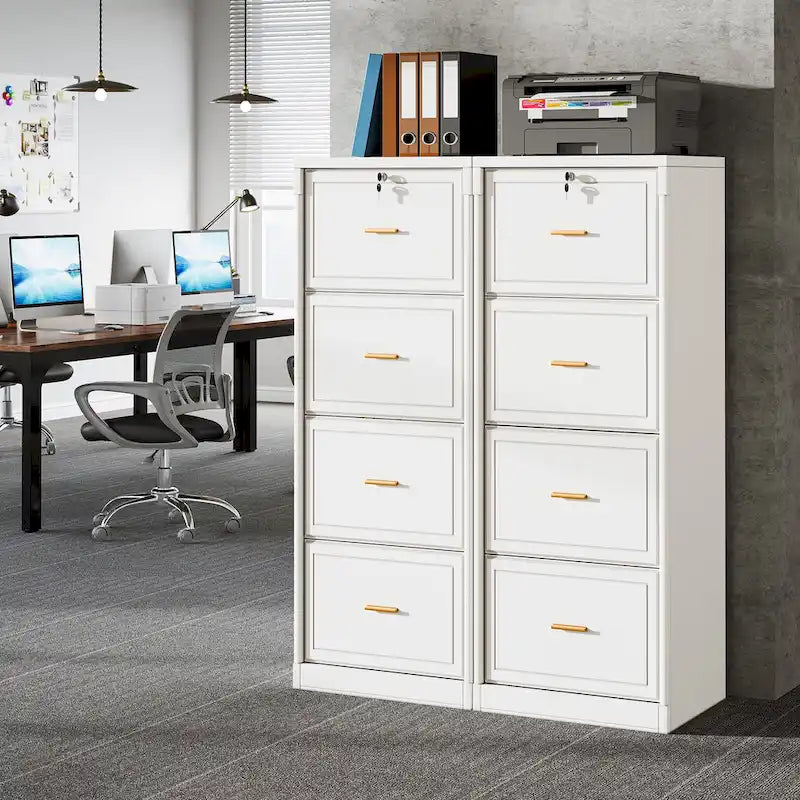 Meuble Classeur à 4 Tiroirs avec Serrure pour Documents de Taille