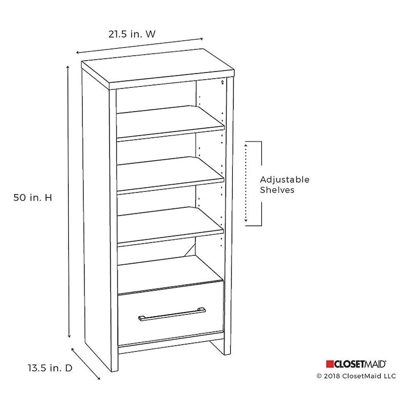 165100 Bibliothèque tour de rangement décorative avec tiroir, Blanc (lot de 2)