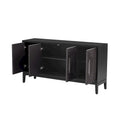 Wood Storage Cabinet 4-Door Sideboard with Brushed Doors, Kitchen Buffet Sideboard with Acrylic Handles for Kitchen