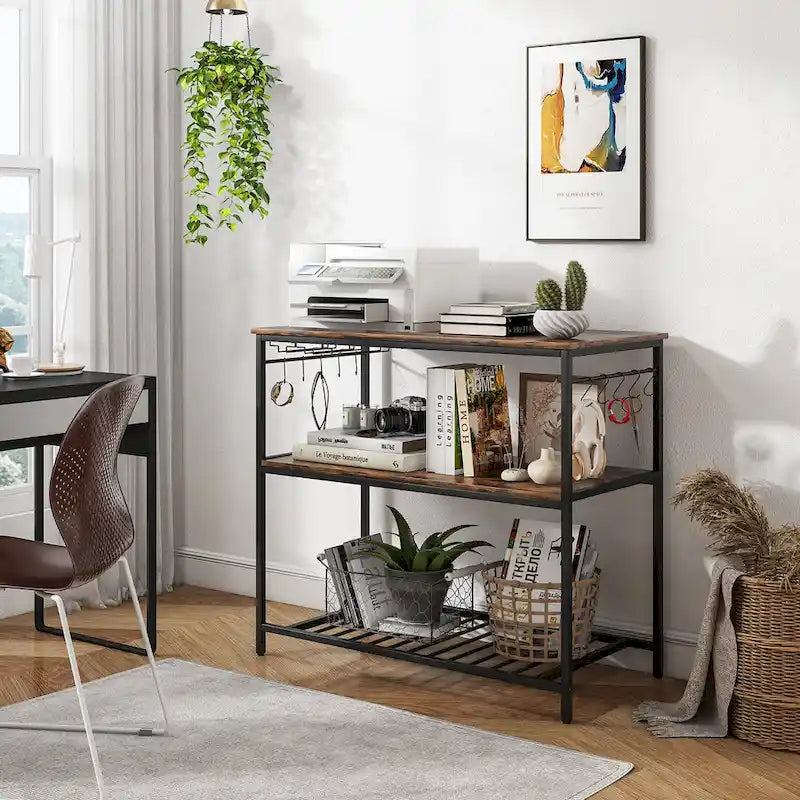 Meuble de cuisine îlot à 3 niveaux avec porte-verres à vin Grand