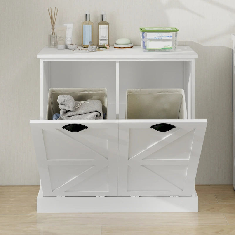 Meuble d'appoint 2 portes, turquoise avec plateau en bois vieilli