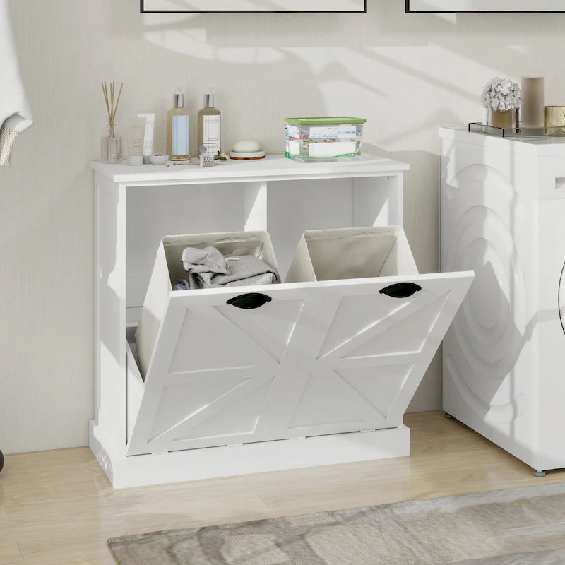 Meuble d'appoint 2 portes, turquoise avec plateau en bois vieilli