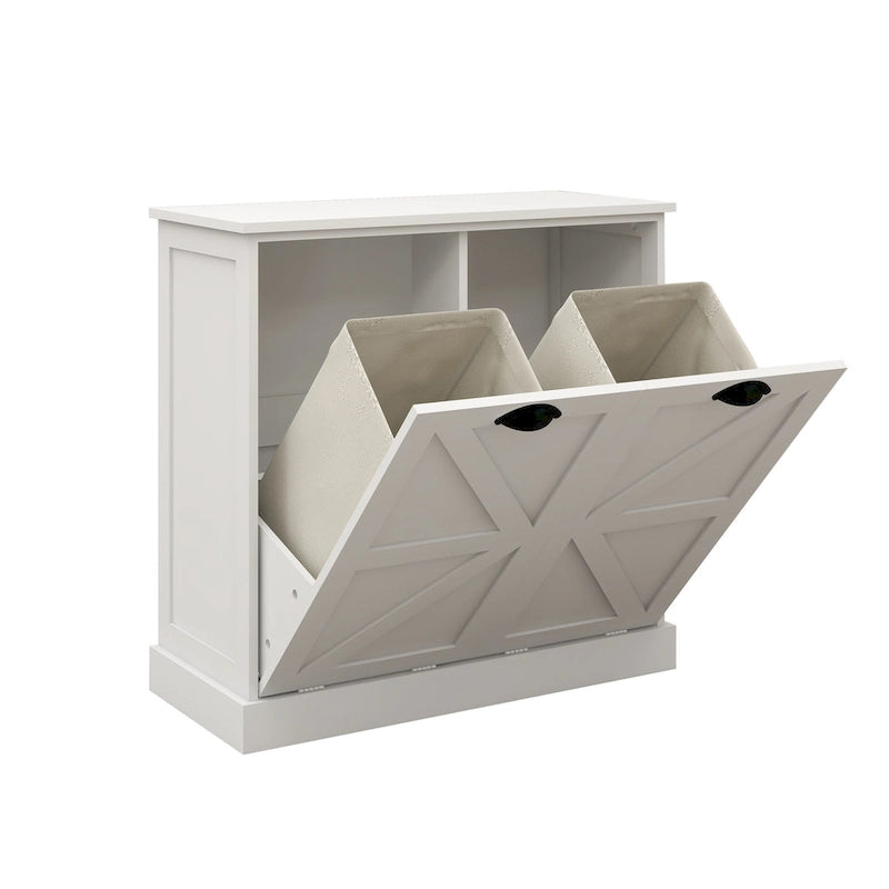 Meuble d'appoint 2 portes, turquoise avec plateau en bois vieilli