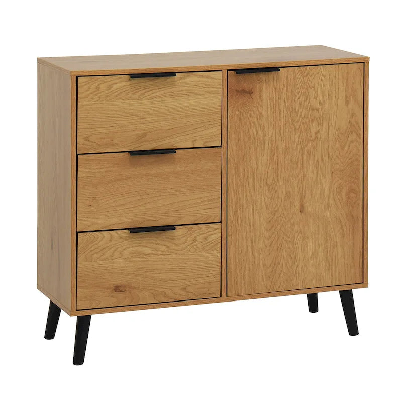 Meuble de rangement moderne avec 3 tiroirs et une étagère réglable pour salon, bureau, entrée