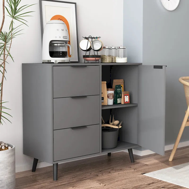 Meuble de rangement moderne avec 3 tiroirs et une étagère réglable pour salon, bureau, entrée