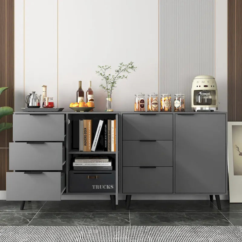 Meuble de rangement moderne avec 3 tiroirs et une étagère réglable pour salon, bureau, entrée