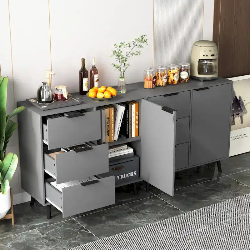 Meuble de rangement moderne avec 3 tiroirs et une étagère réglable pour salon, bureau, entrée