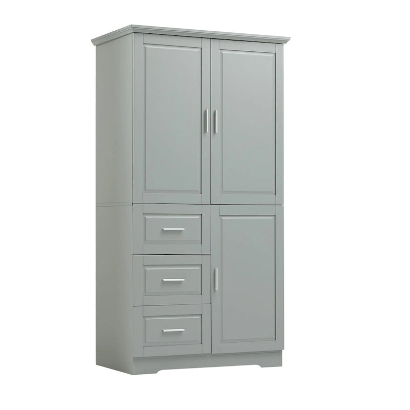Grand meuble de rangement haut avec portes pour salle de bain/bureau, trois tiroirs - S.O.