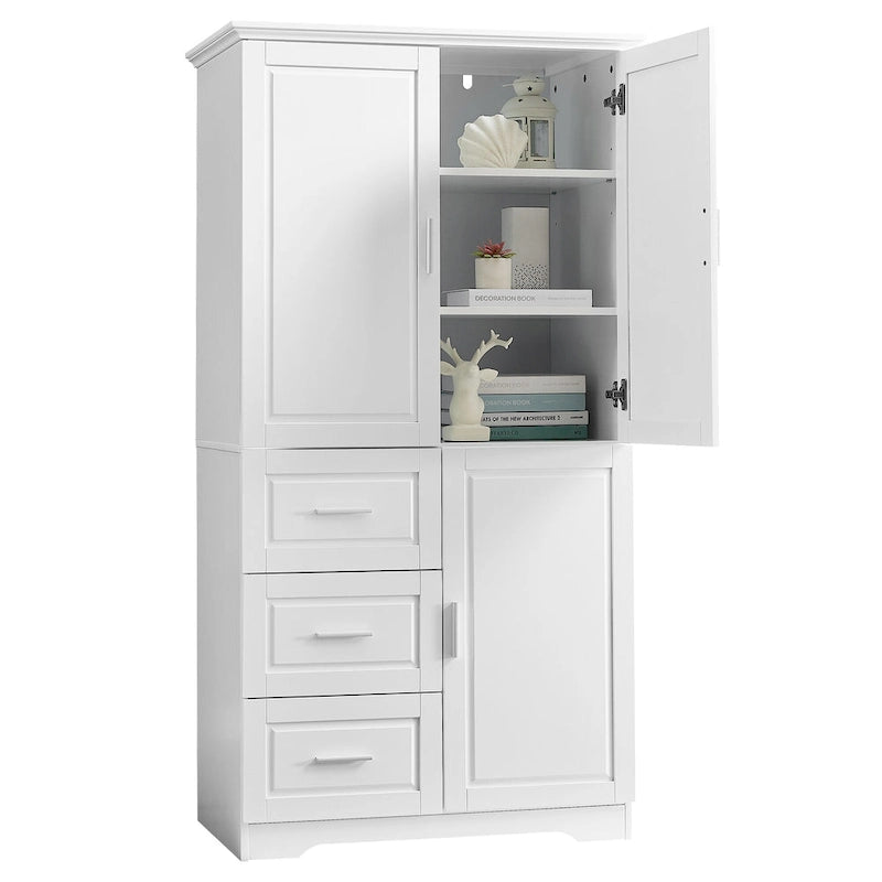 Grand meuble de rangement haut avec portes pour salle de bain/bureau, trois tiroirs - S.O.