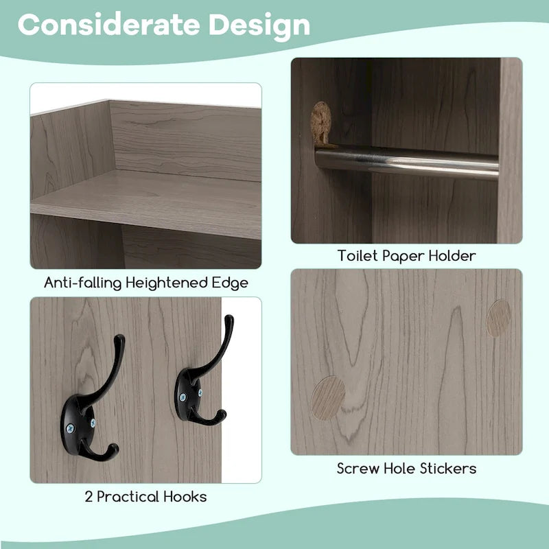 Meuble de rangement pour toilettes avec porte coulissante de style grange réglable