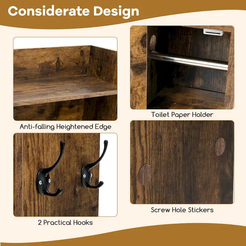 Meuble de rangement pour toilettes avec porte coulissante de style grange réglable