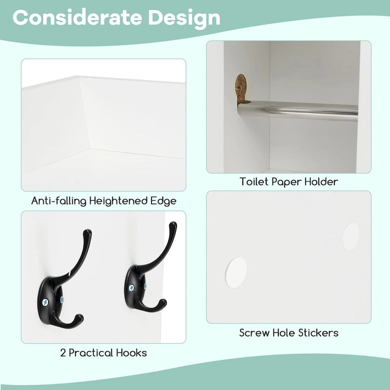 Meuble de rangement pour toilettes avec porte coulissante de style grange réglable