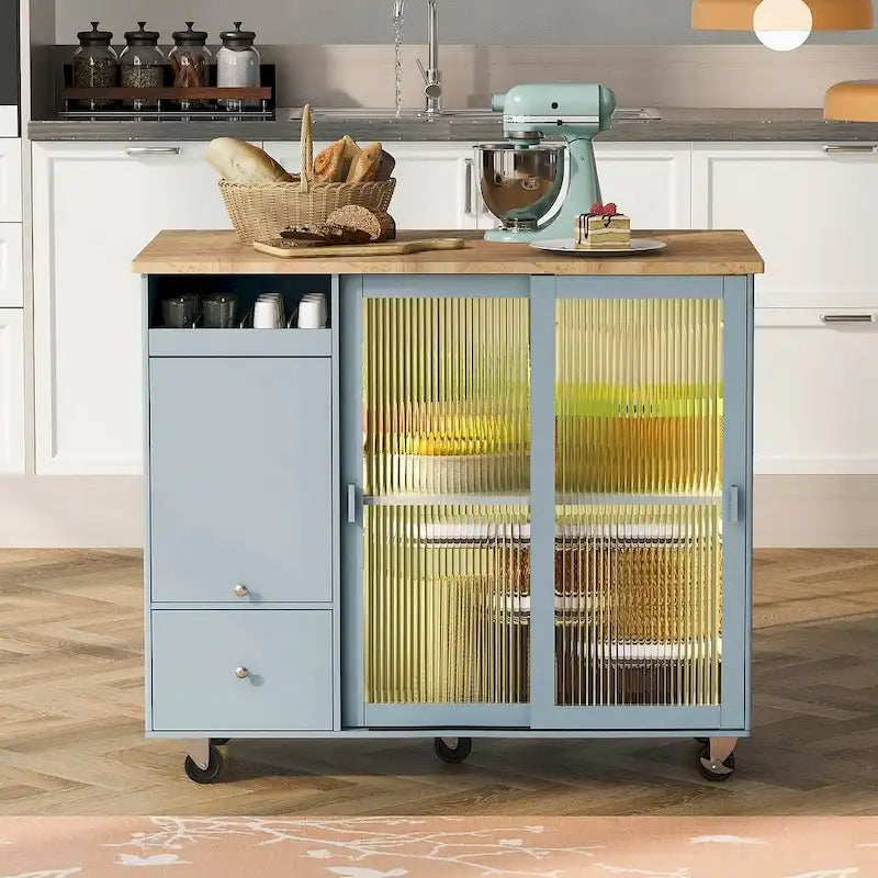 Chariot de cuisine pliable avec lumières LED