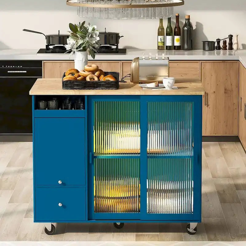 Chariot de cuisine pliable avec lumières LED