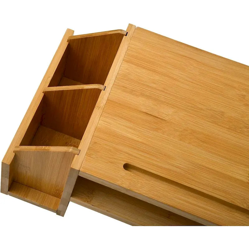 Support d'écran d'ordinateur en bois avec tiroir, organisateur de bureau