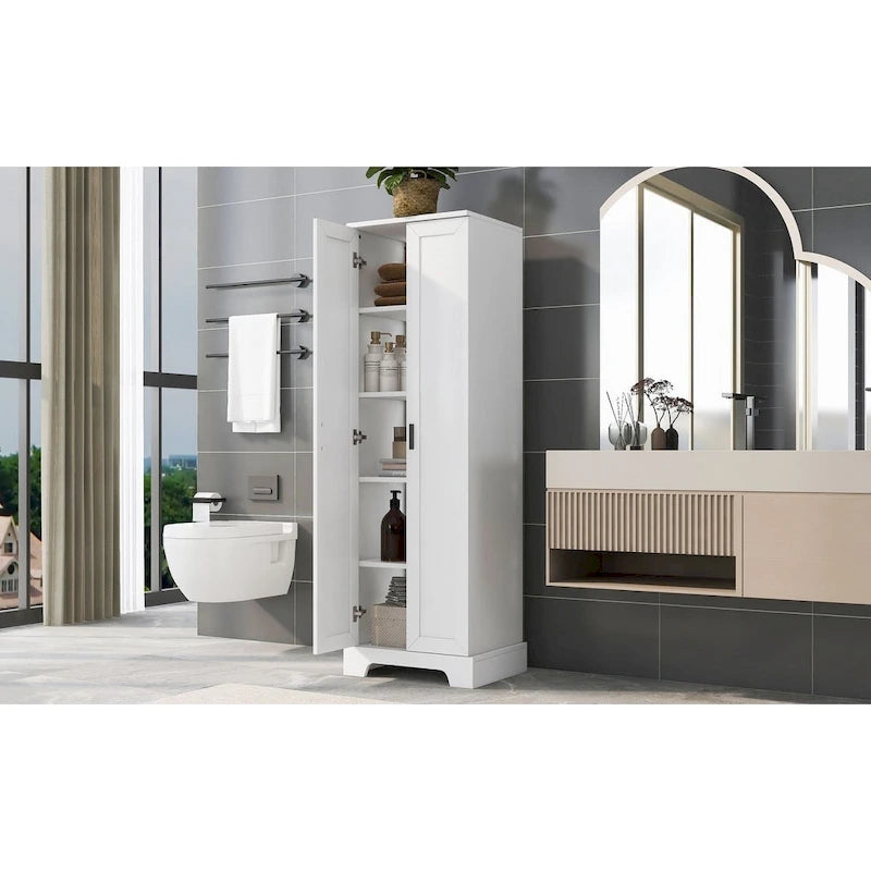 Meuble de rangement à deux portes pour salle de bain et bureau avec étagère réglable en panneau MDF