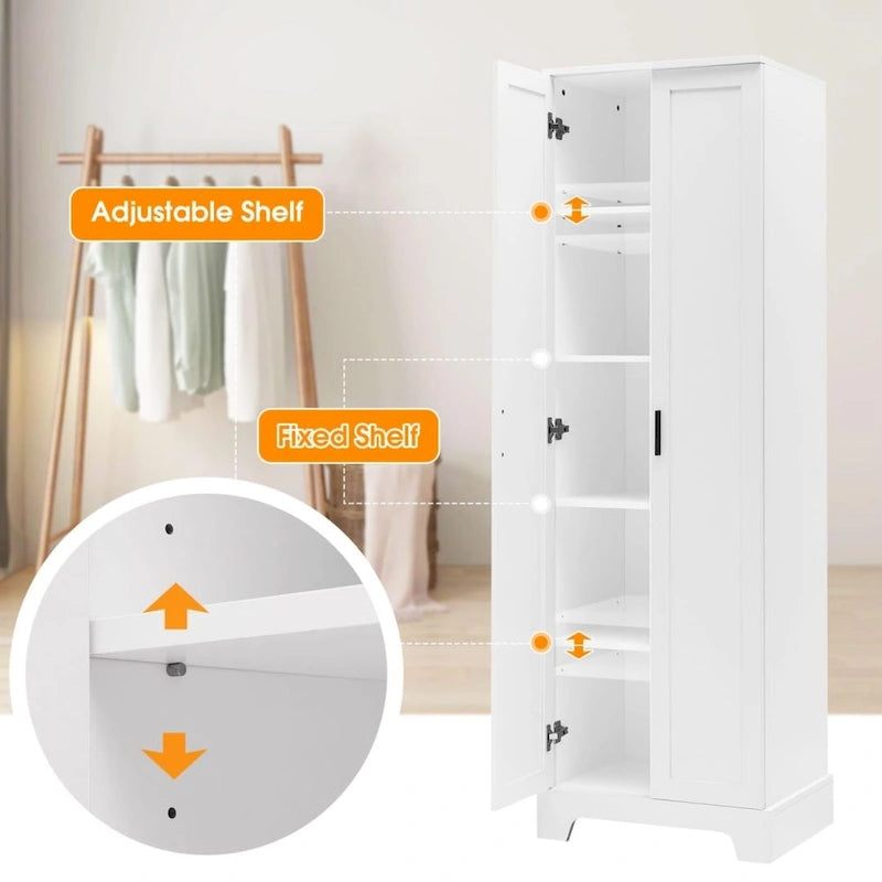 Meuble de rangement à deux portes pour salle de bain et bureau avec étagère réglable en panneau MDF