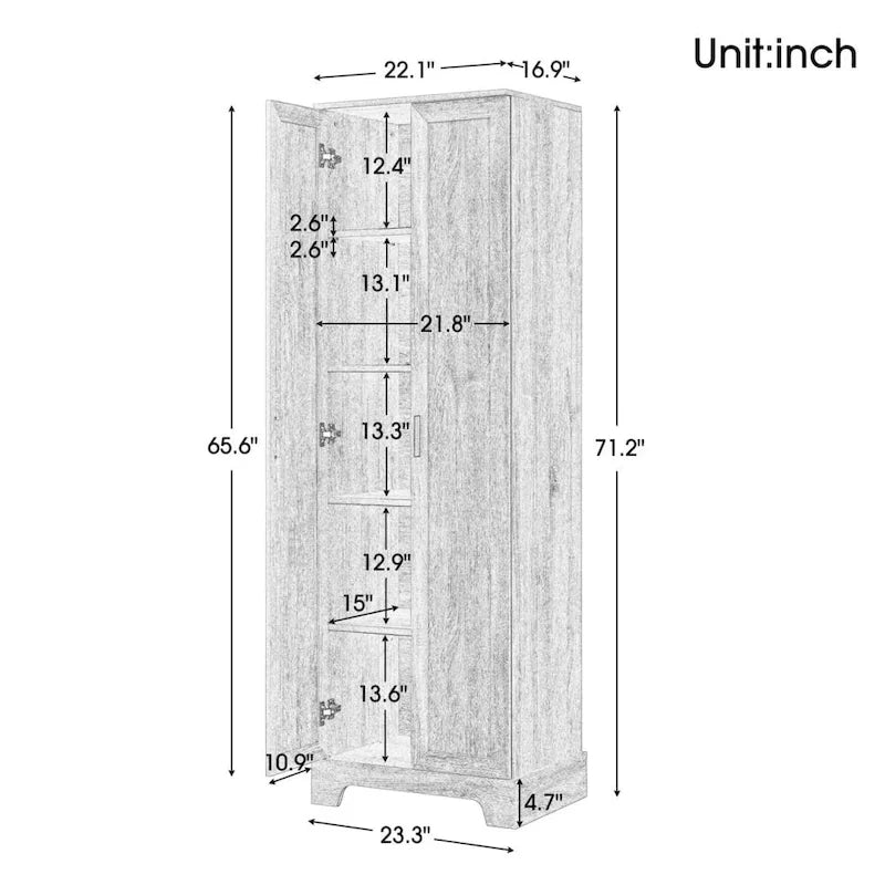 Meuble de rangement à deux portes pour salle de bain et bureau avec étagère réglable en panneau MDF