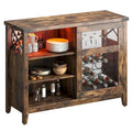 Meuble Bar à Vin avec Rangement, Porte Coulissante et Lumières LED - 42 pouces