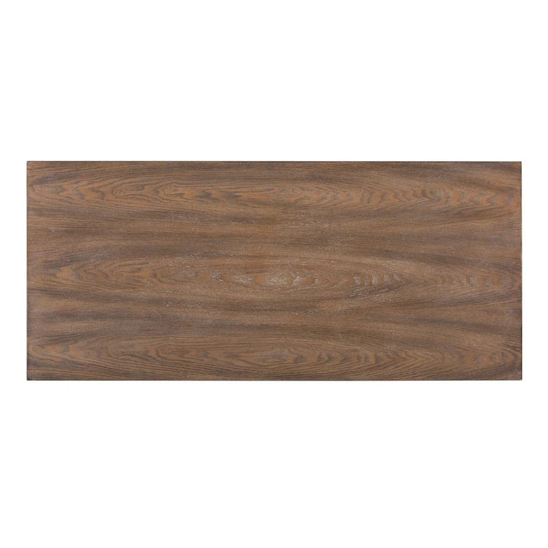 Meuble d'appoint 2 portes Kensington turquoise avec plateau en bois vieilli