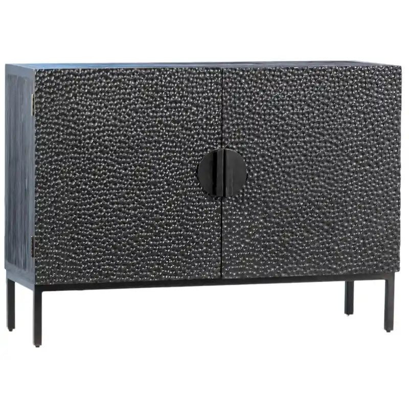 Buffet contemporain 2 portes en pin recyclé et fer noir de 120 cm