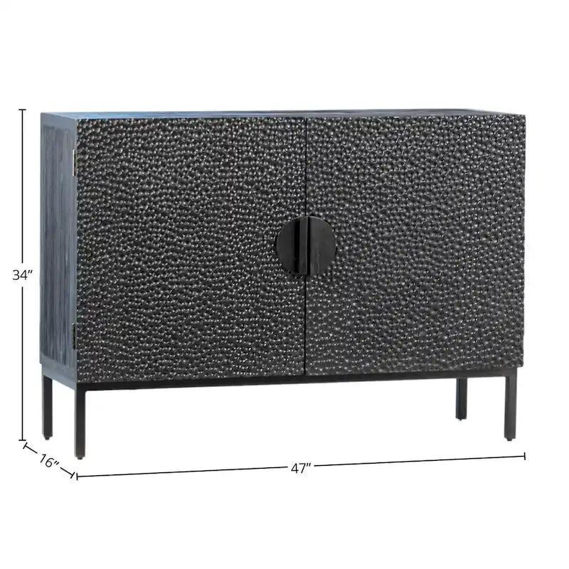 Buffet contemporain 2 portes en pin recyclé et fer noir de 120 cm