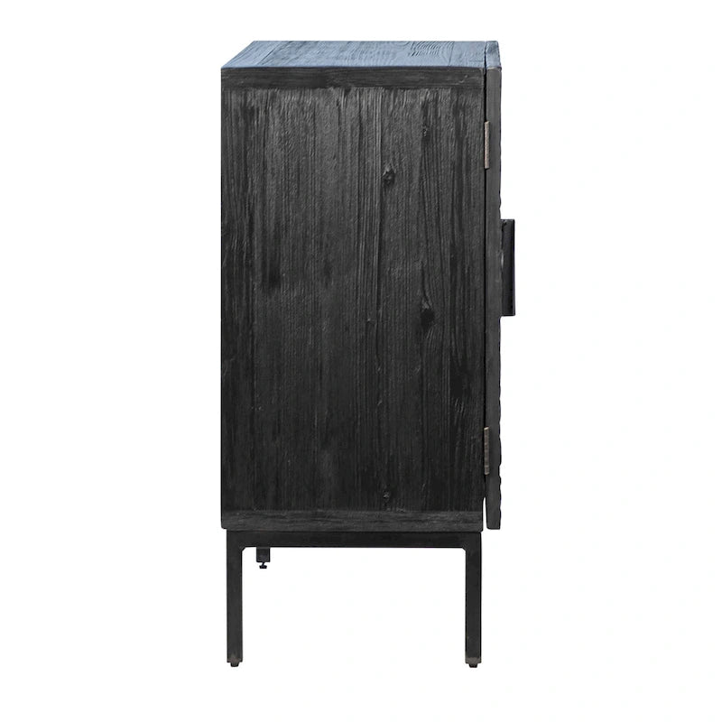 Buffet contemporain 2 portes en pin recyclé et fer noir de 120 cm