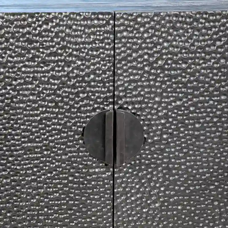 Buffet contemporain 2 portes en pin recyclé et fer noir de 120 cm