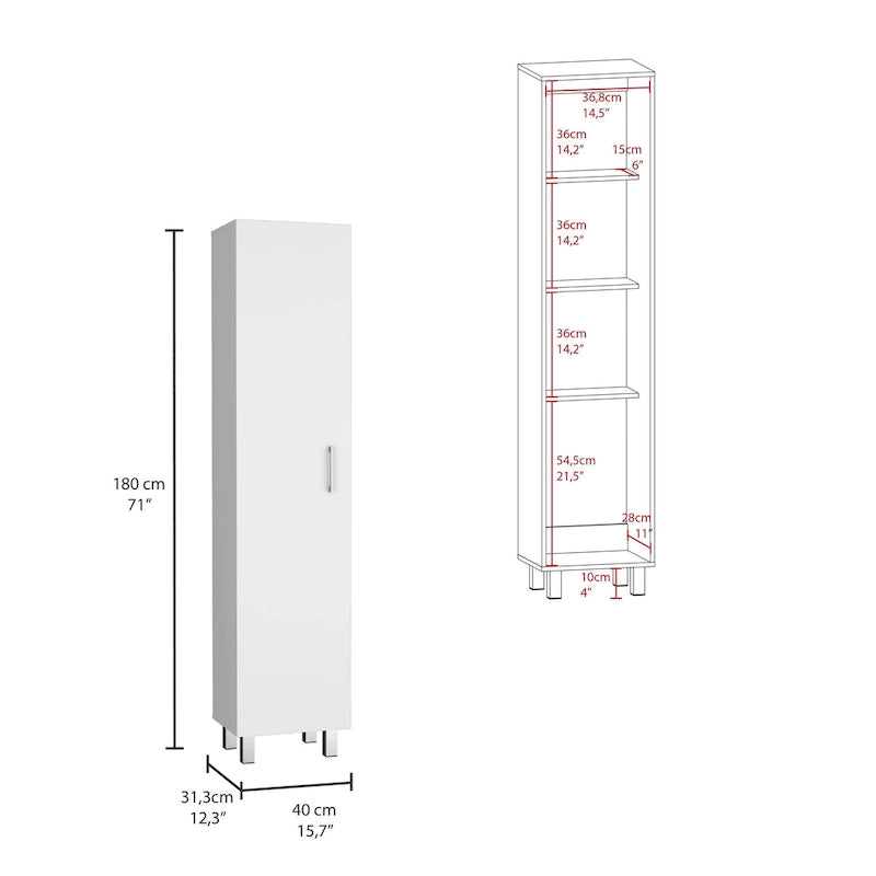 Armoire de rangement haute de 71 po à 5 tablettes pour balais