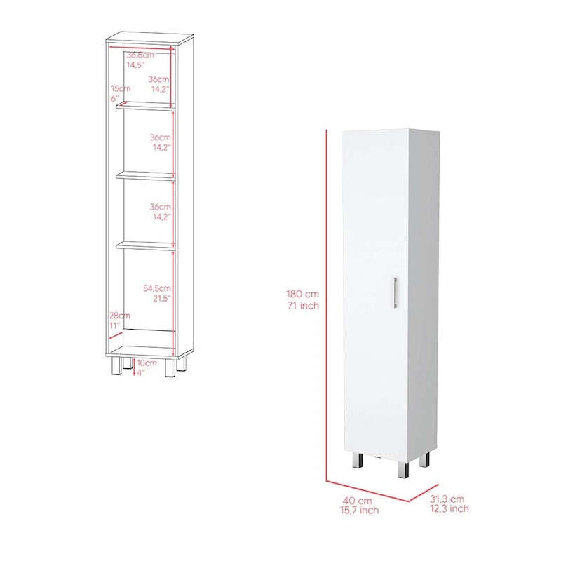 Armoire de rangement haute de 71 po à 5 tablettes pour balais