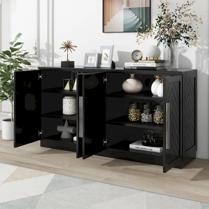 Bahut à 4 portes Grand espace de rangement Armoire de buffet - N/A