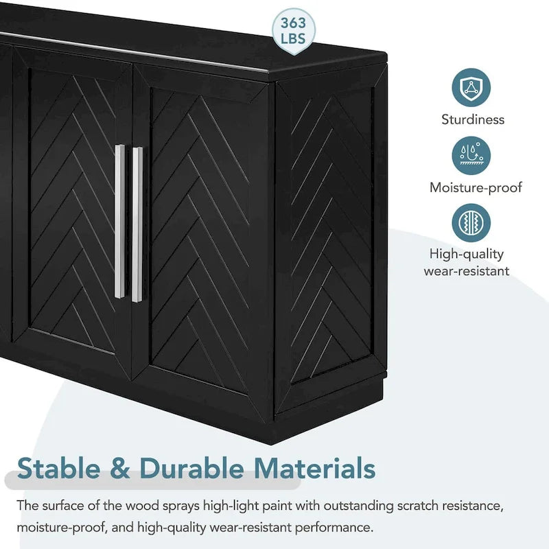 Bahut à 4 portes Grand espace de rangement Armoire de buffet - N/A