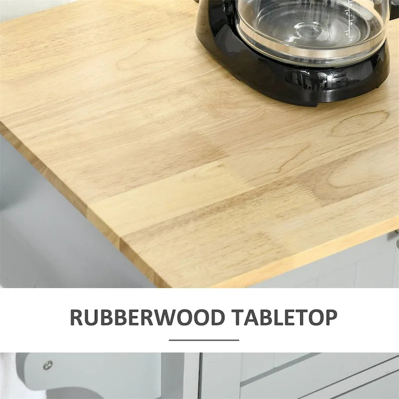Îlot de cuisine mobile en bois avec rangement et étagères réglables - S/O