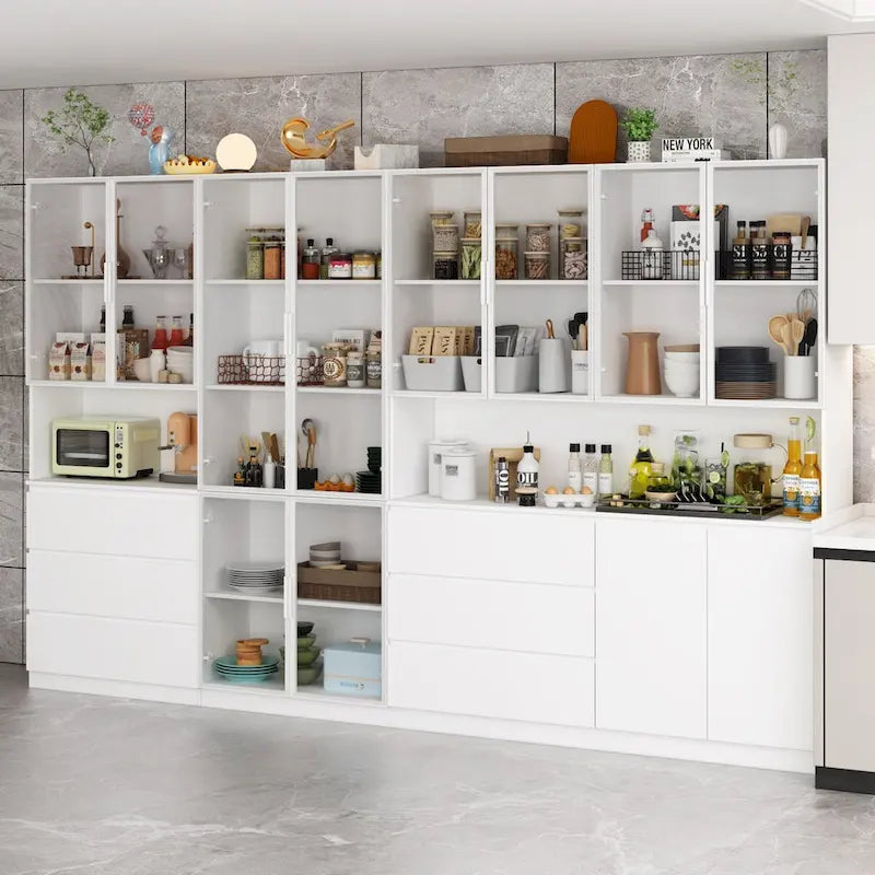 Buffet et Vitrine Modulaires - Design Modulaire en Blanc Impeccable