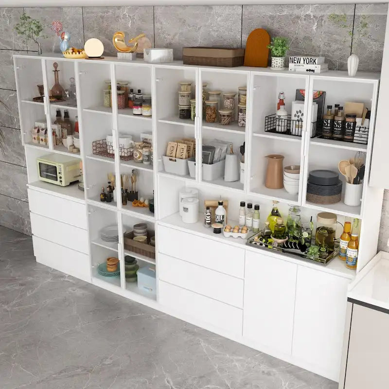 Buffet et Vitrine Modulaires - Design Modulaire en Blanc Impeccable