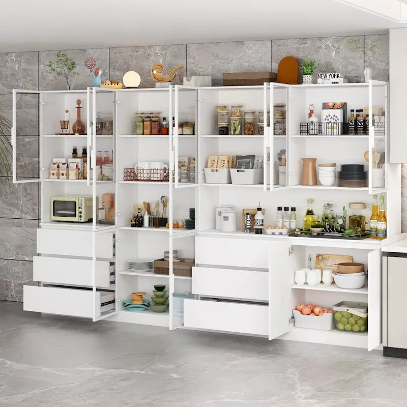 Buffet et Vitrine Modulaires - Design Modulaire en Blanc Impeccable