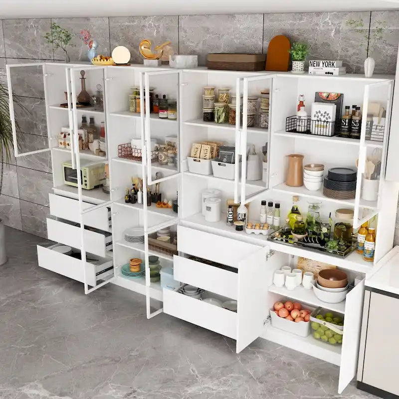 Buffet et Vitrine Modulaires - Design Modulaire en Blanc Impeccable