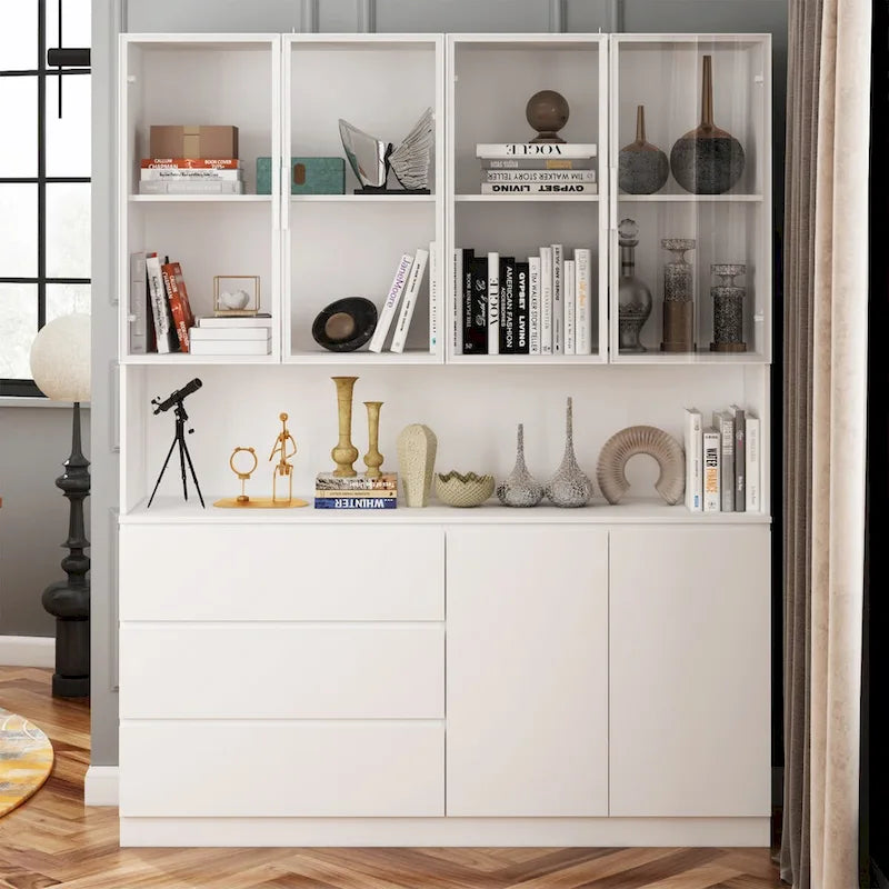 Buffet et Vitrine Modulaires - Design Modulaire en Blanc Impeccable