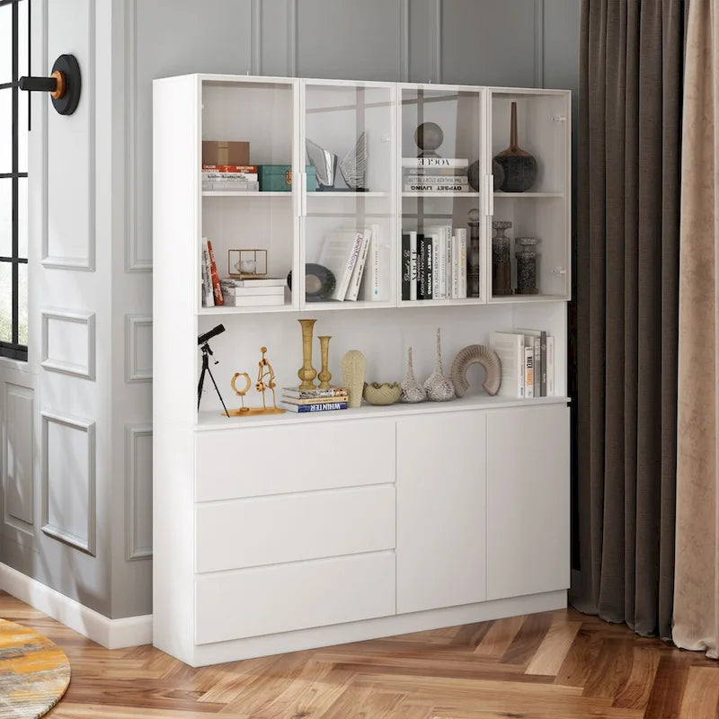 Buffet et Vitrine Modulaires - Design Modulaire en Blanc Impeccable